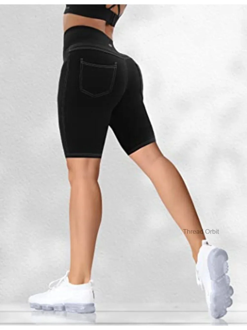 Women's High Waisted Biker Shorts with Pockets, 78% Polyester 22% Spandex
